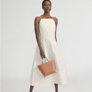 Everlane Structured Cotton Bell Midi Dress in Navy